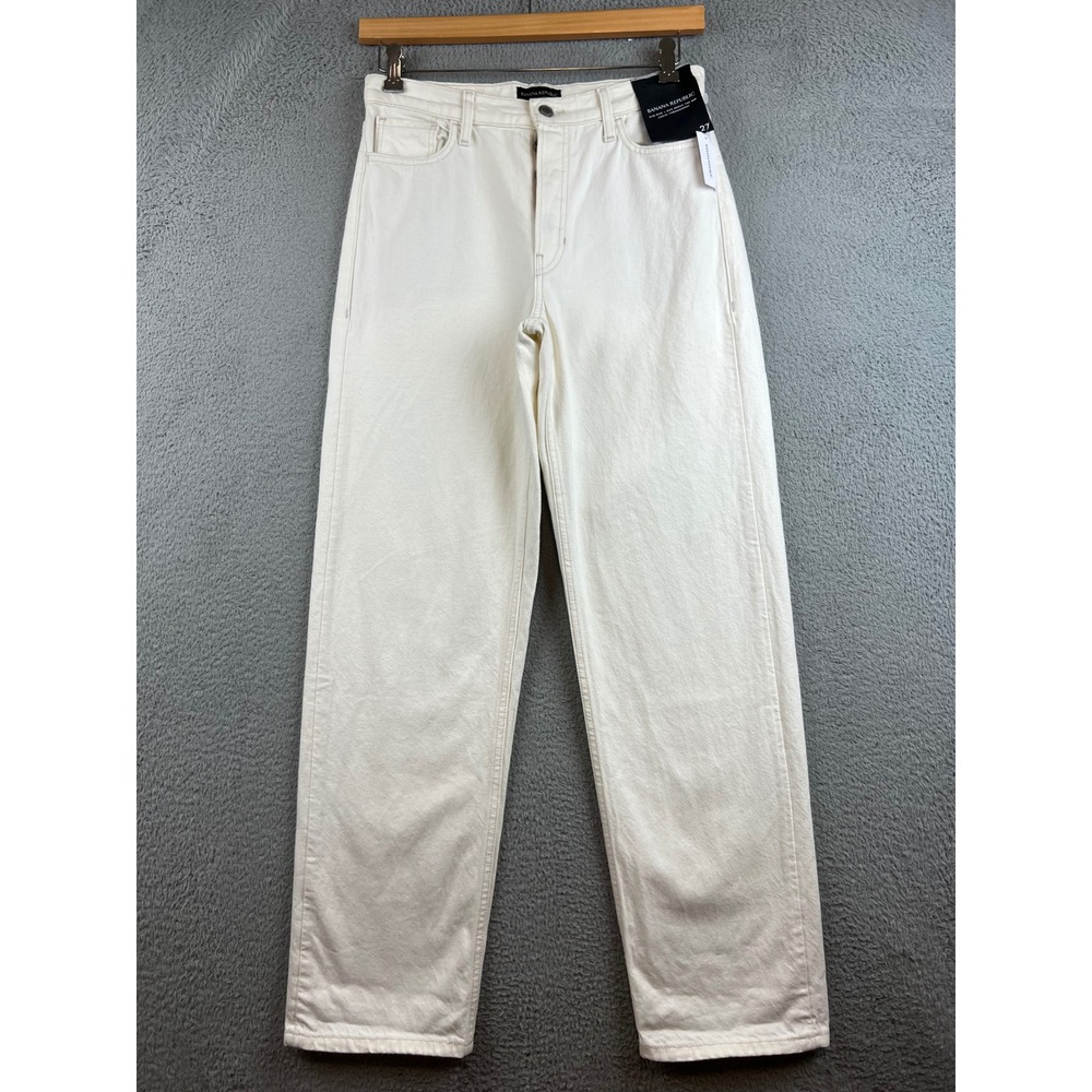 New Banana Republic Mid Rise Loose Stovepipe Premium Denim Jeans  Off White 27